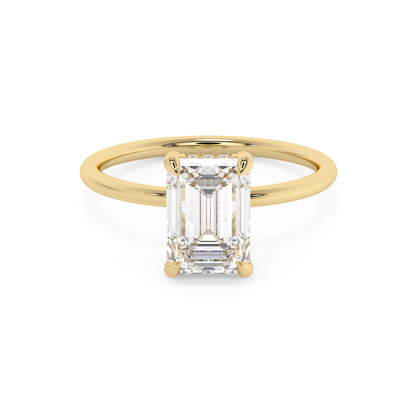 Emerald Solitaire Lab Grown Diamond Engagement Ring