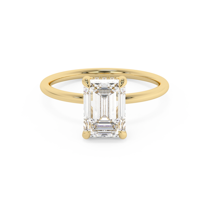 Emerald Solitaire Lab Grown Diamond Engagement Ring