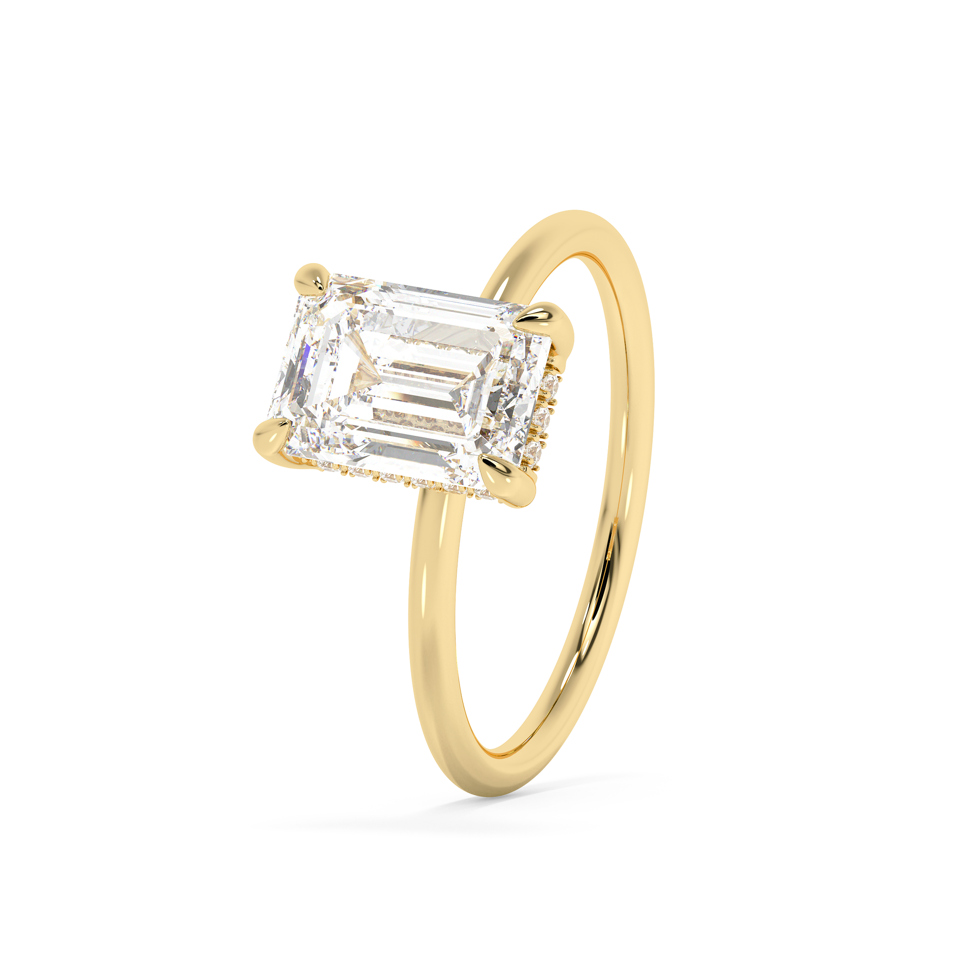 Emerald Solitaire Lab Grown Diamond Engagement Ring