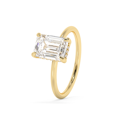 Emerald Solitaire Lab Grown Diamond Engagement Ring