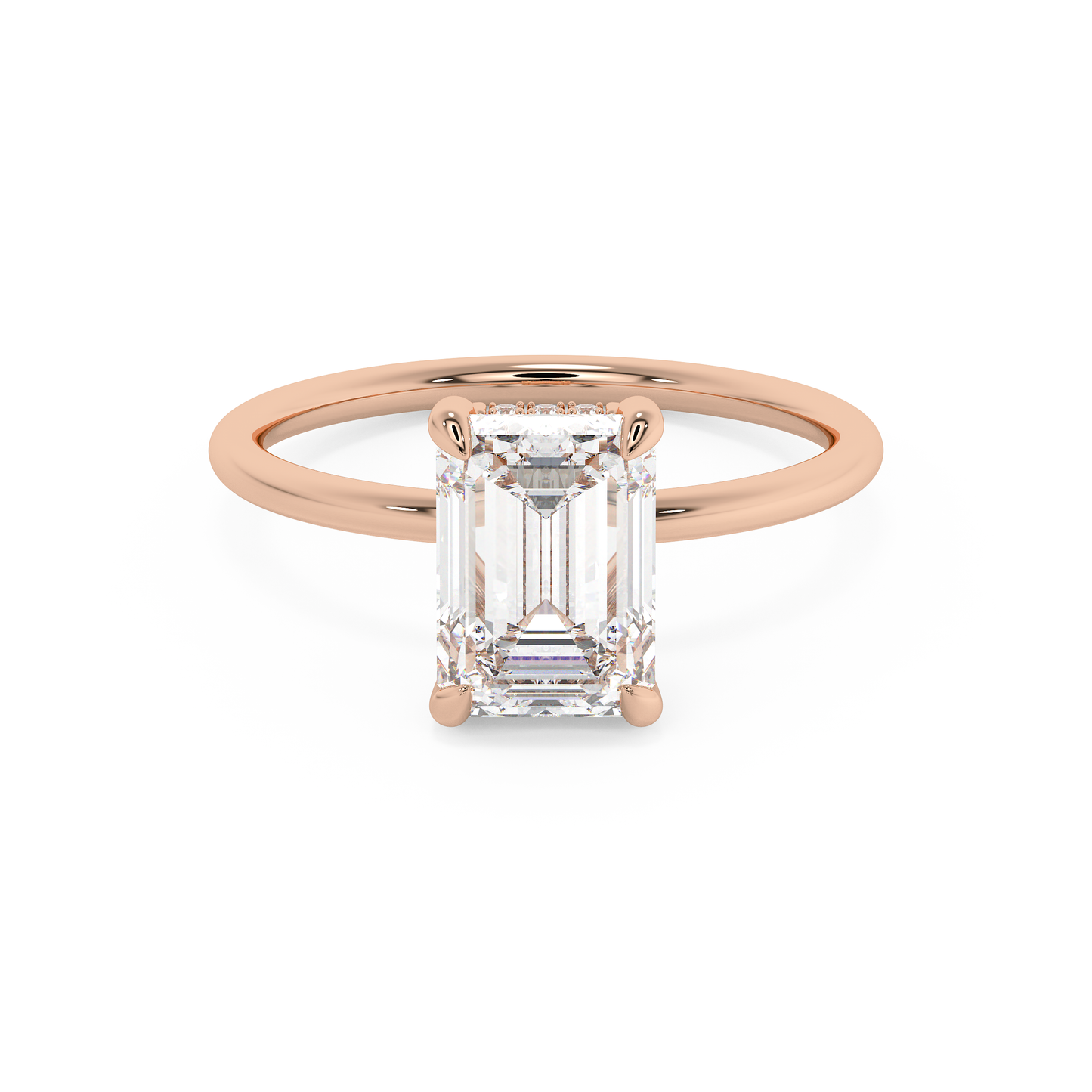 Emerald Solitaire Lab Grown Diamond Engagement Ring