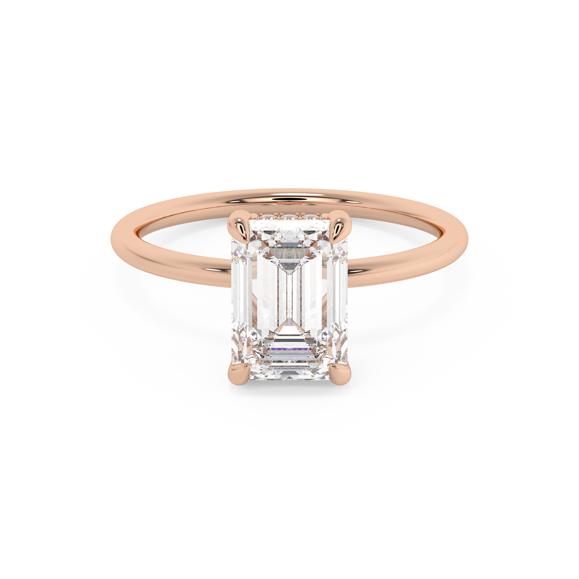 Emerald Solitaire Lab Grown Diamond Engagement Ring