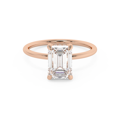 Emerald Solitaire Lab Grown Diamond Engagement Ring