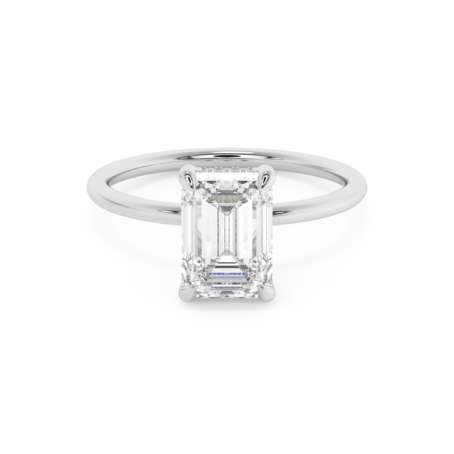 Emerald Solitaire Lab Grown Diamond Engagement Ring