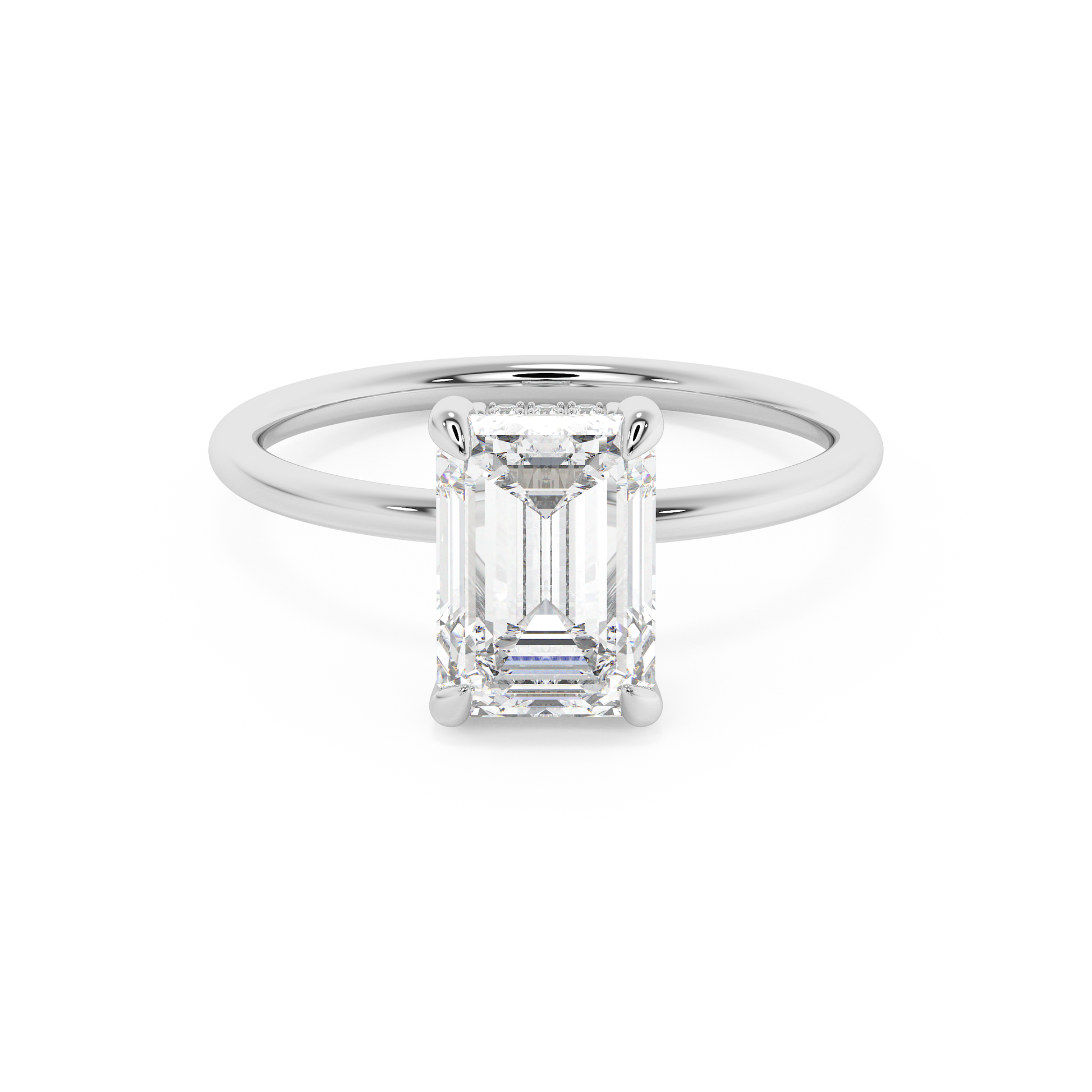 Emerald Solitaire Lab Grown Diamond Engagement Ring