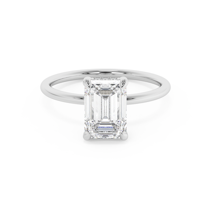 Emerald Solitaire Lab Grown Diamond Engagement Ring