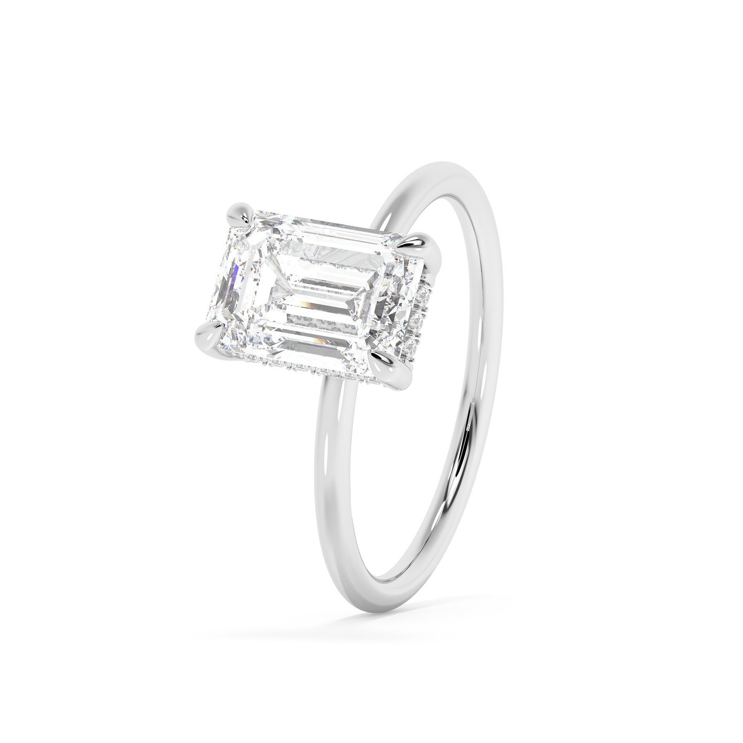 Emerald Solitaire Lab Grown Diamond Engagement Ring