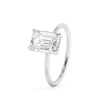 Emerald Solitaire Lab Grown Diamond Engagement Ring