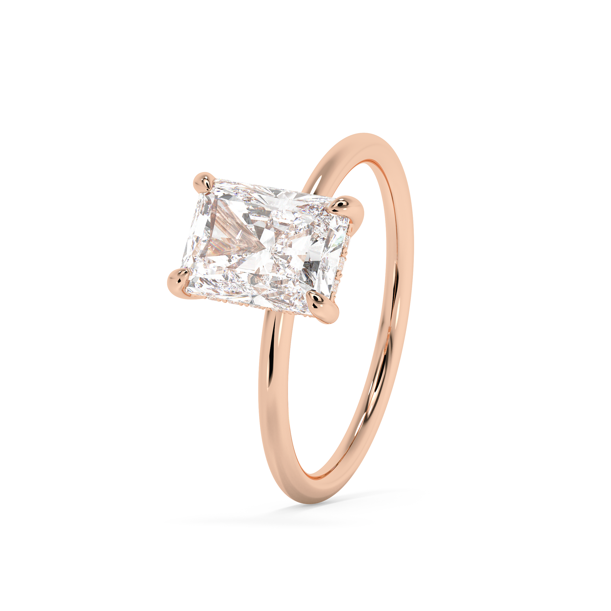 Emerald Solitaire Lab Grown Diamond Engagement Ring