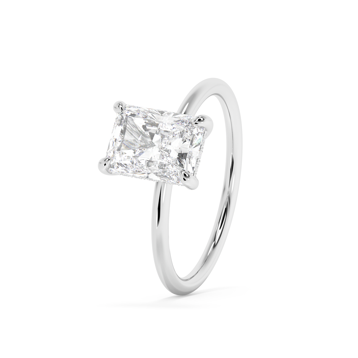 Emerald Solitaire Lab Grown Diamond Engagement Ring