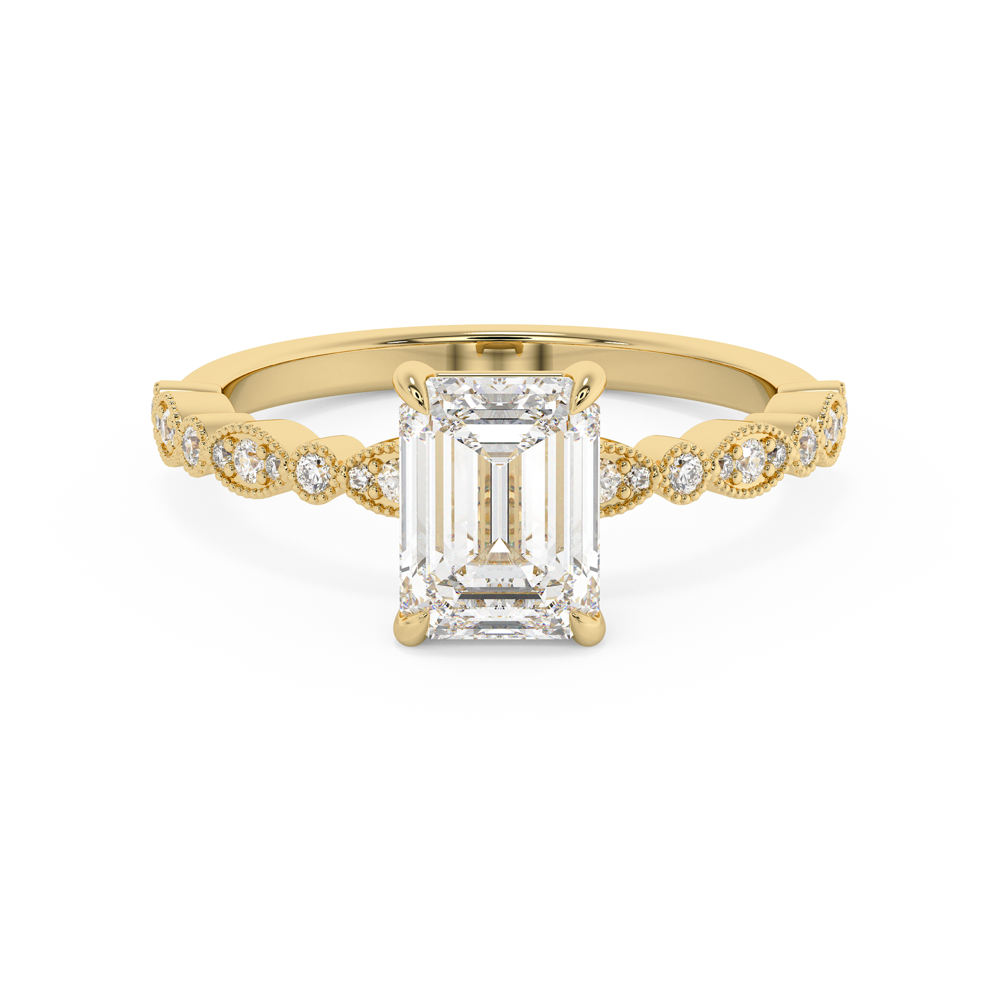 Emerald Solitaire Lab Grown Diamond Engagement Ring