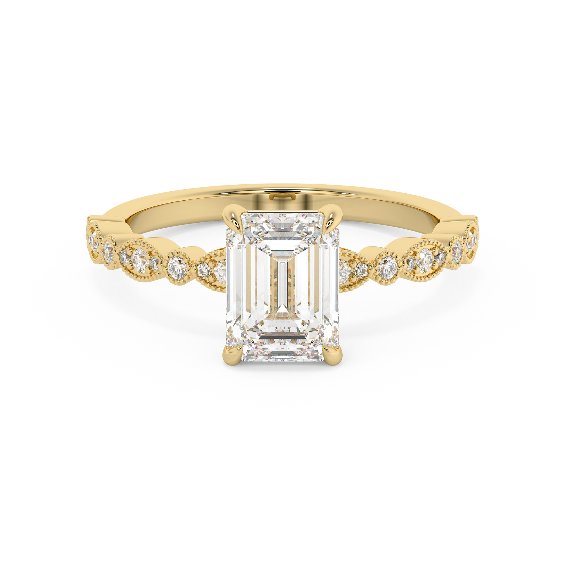 Emerald Solitaire Lab Grown Diamond Engagement Ring