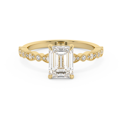 Emerald Solitaire Lab Grown Diamond Engagement Ring