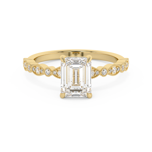 Emerald Solitaire Lab Grown Diamond Engagement Ring