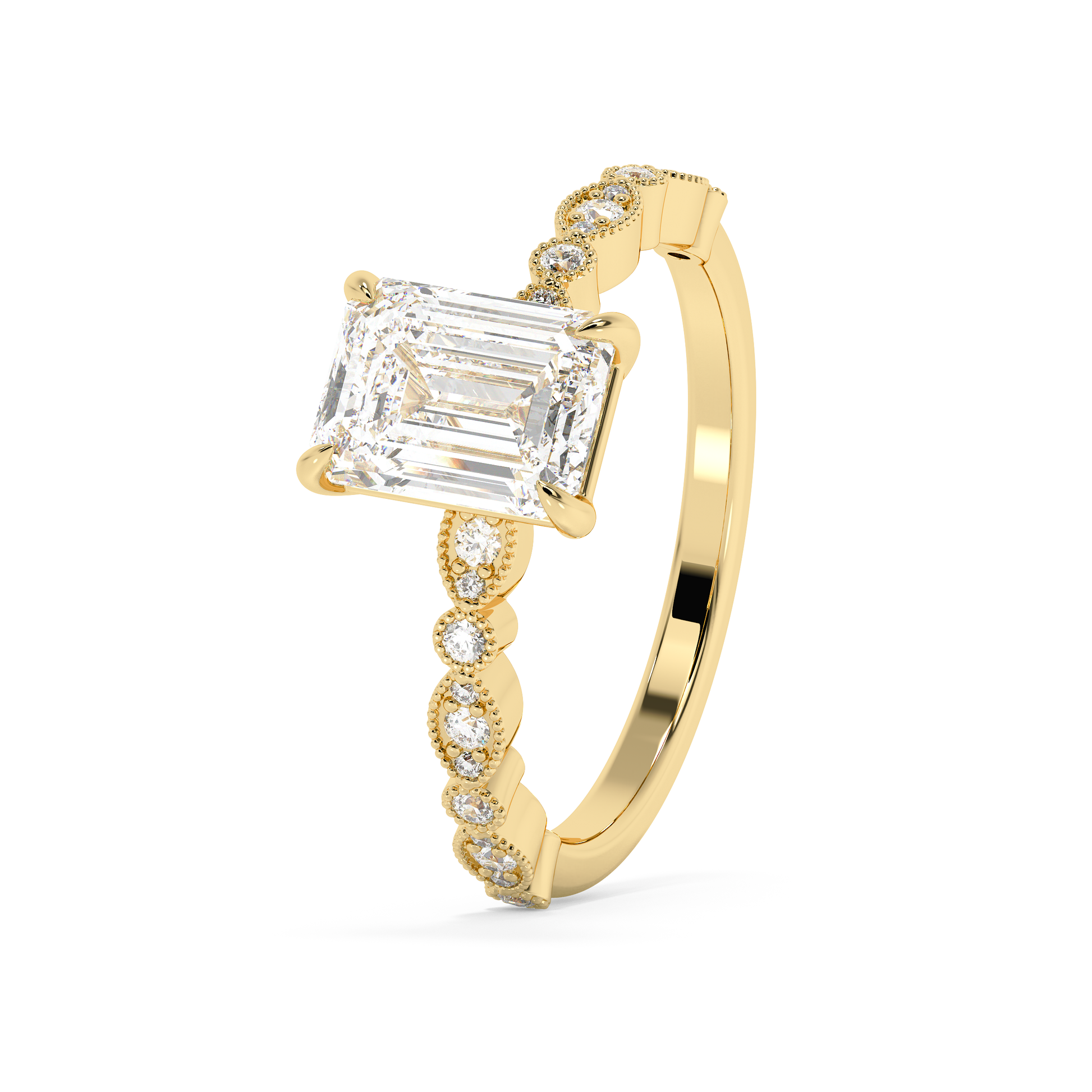 Emerald Solitaire Lab Grown Diamond Engagement Ring