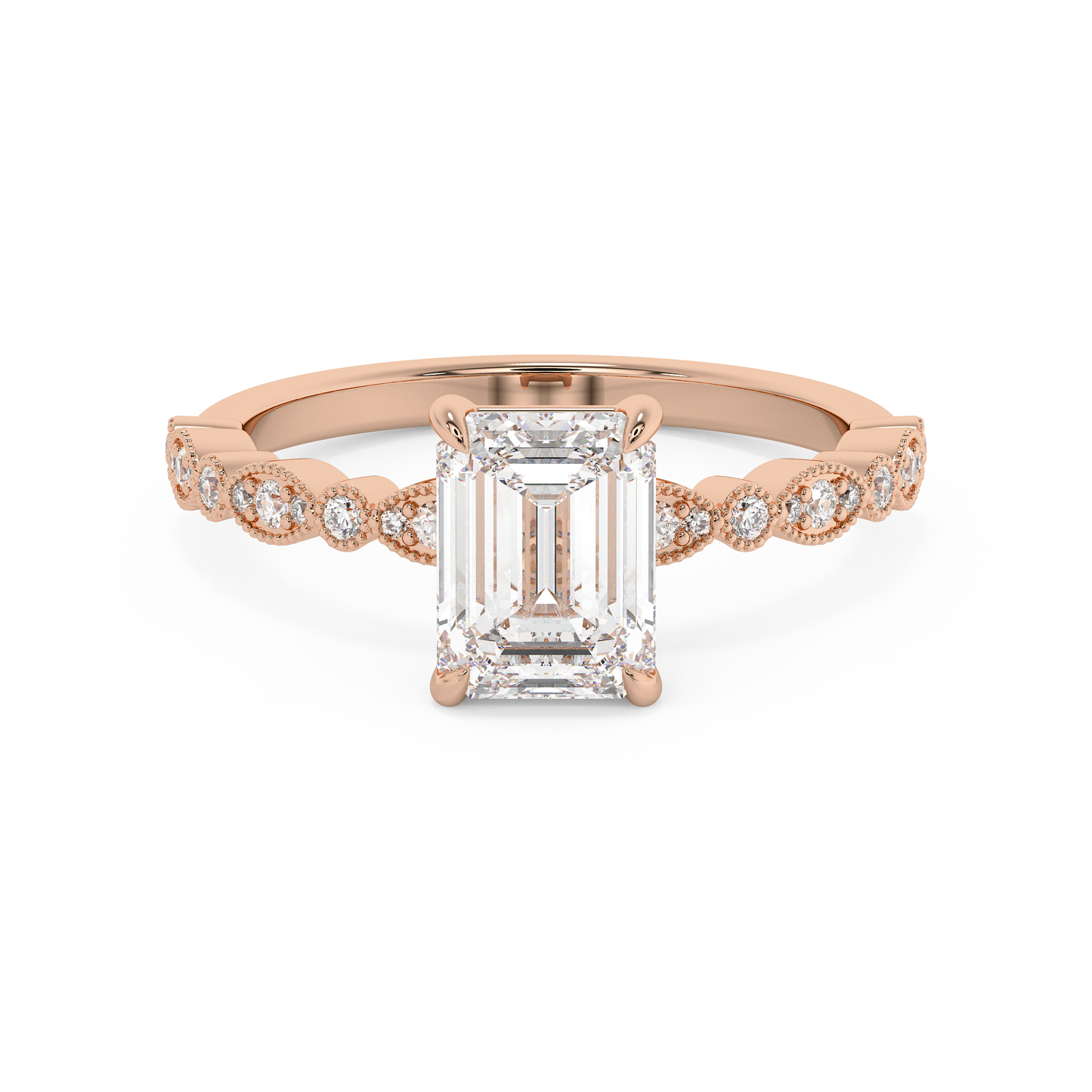 Emerald Solitaire Lab Grown Diamond Engagement Ring