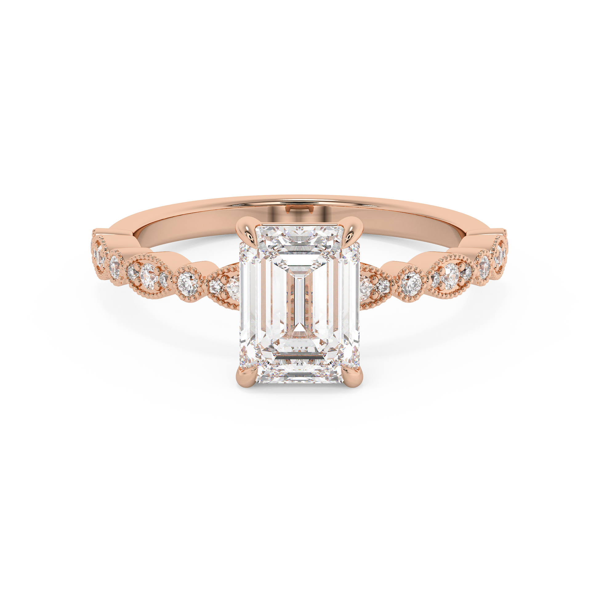 Emerald Solitaire Lab Grown Diamond Engagement Ring