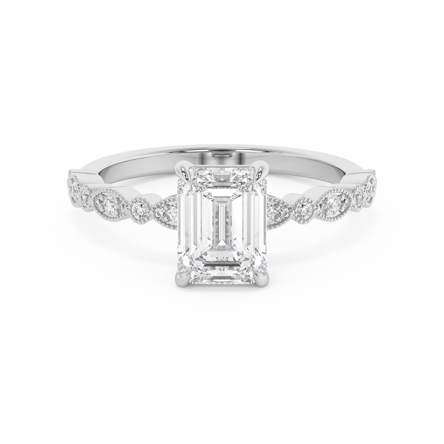 Emerald Solitaire Lab Grown Diamond Engagement Ring