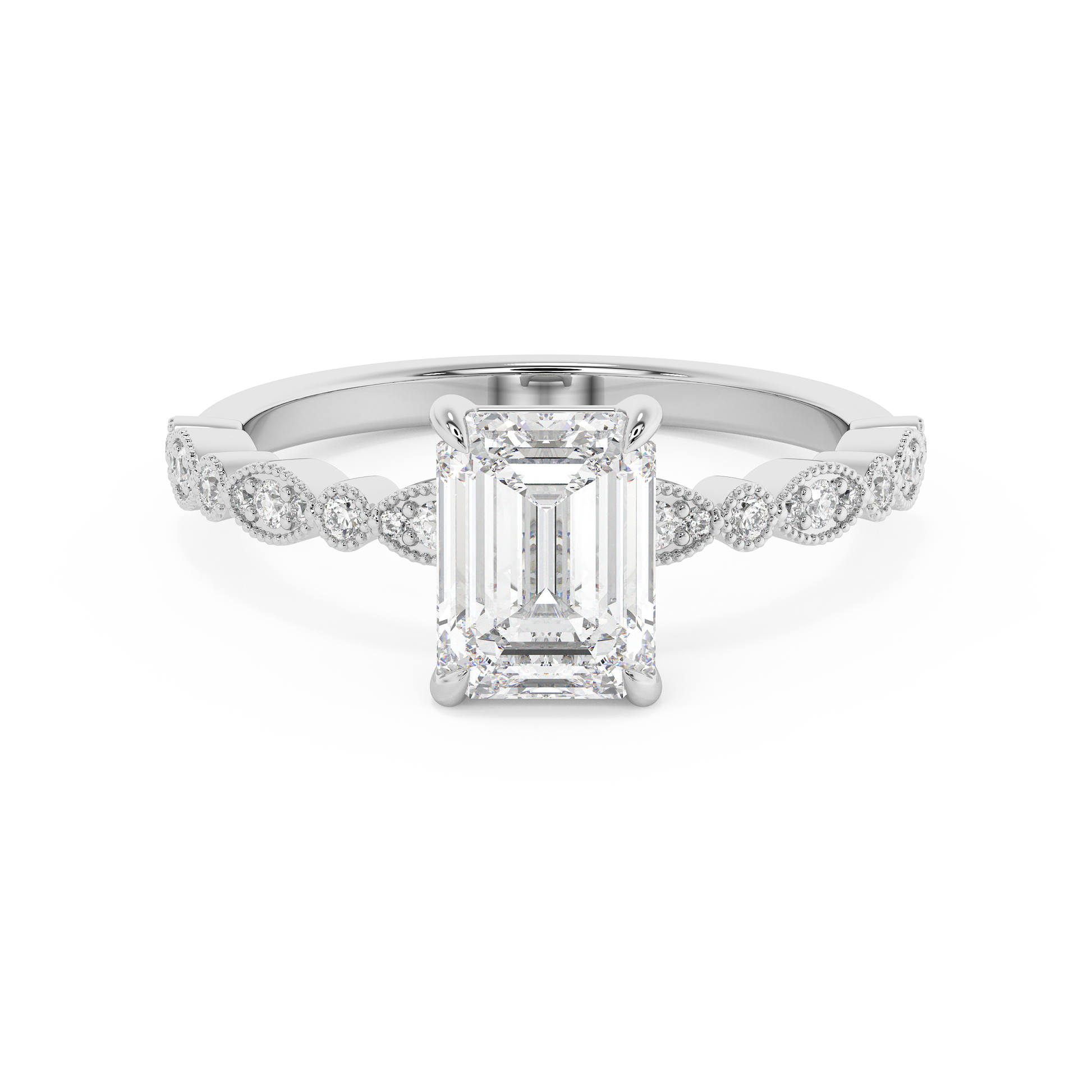 Emerald Solitaire Lab Grown Diamond Engagement Ring