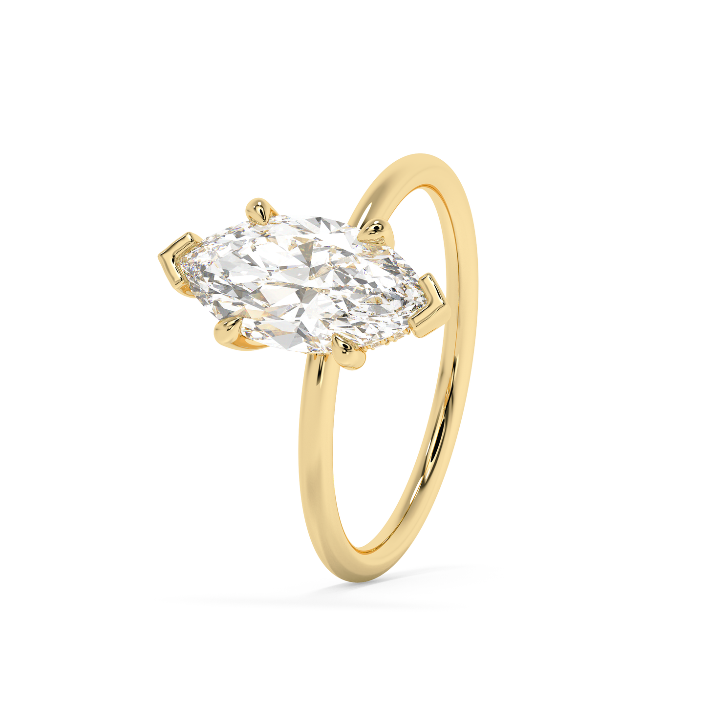Emerald Solitaire Lab Grown Diamond Engagement Ring