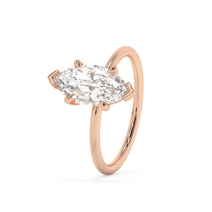 Emerald Solitaire Lab Grown Diamond Engagement Ring