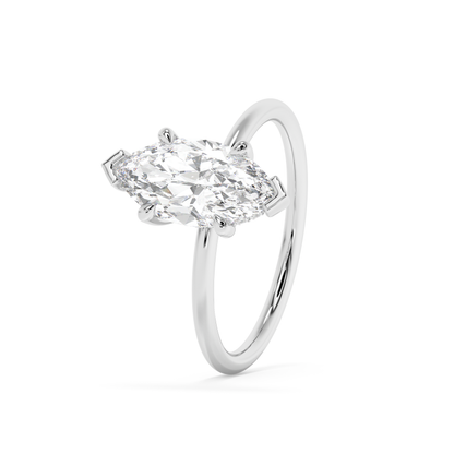 Emerald Solitaire Lab Grown Diamond Engagement Ring