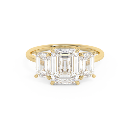 Emerald Solitaire Lab Grown Diamond Engagement Ring