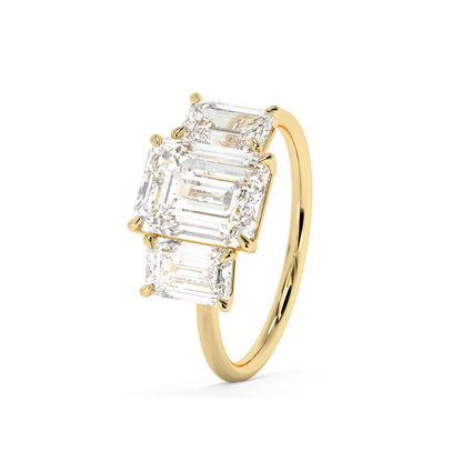 Emerald Solitaire Lab Grown Diamond Engagement Ring