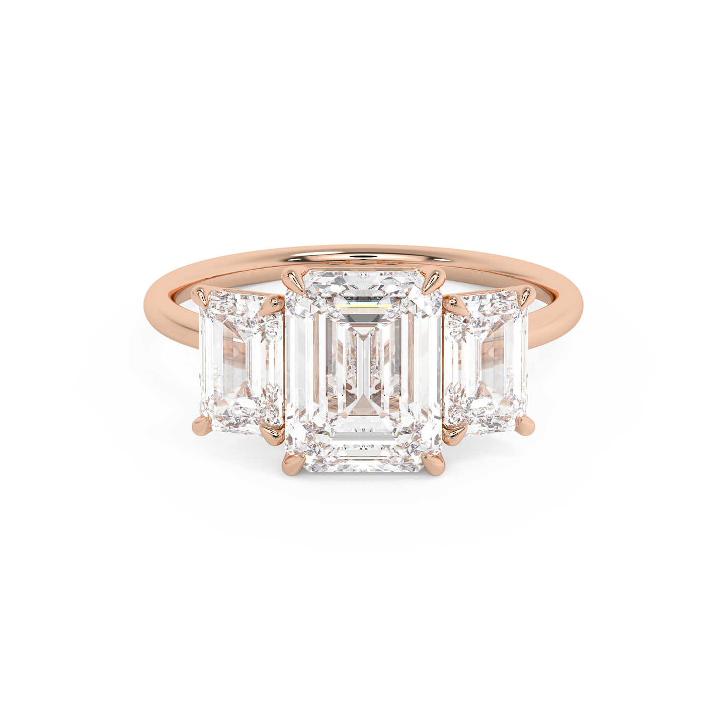 Emerald Solitaire Lab Grown Diamond Engagement Ring