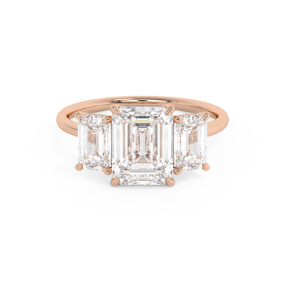 Emerald Solitaire Lab Grown Diamond Engagement Ring