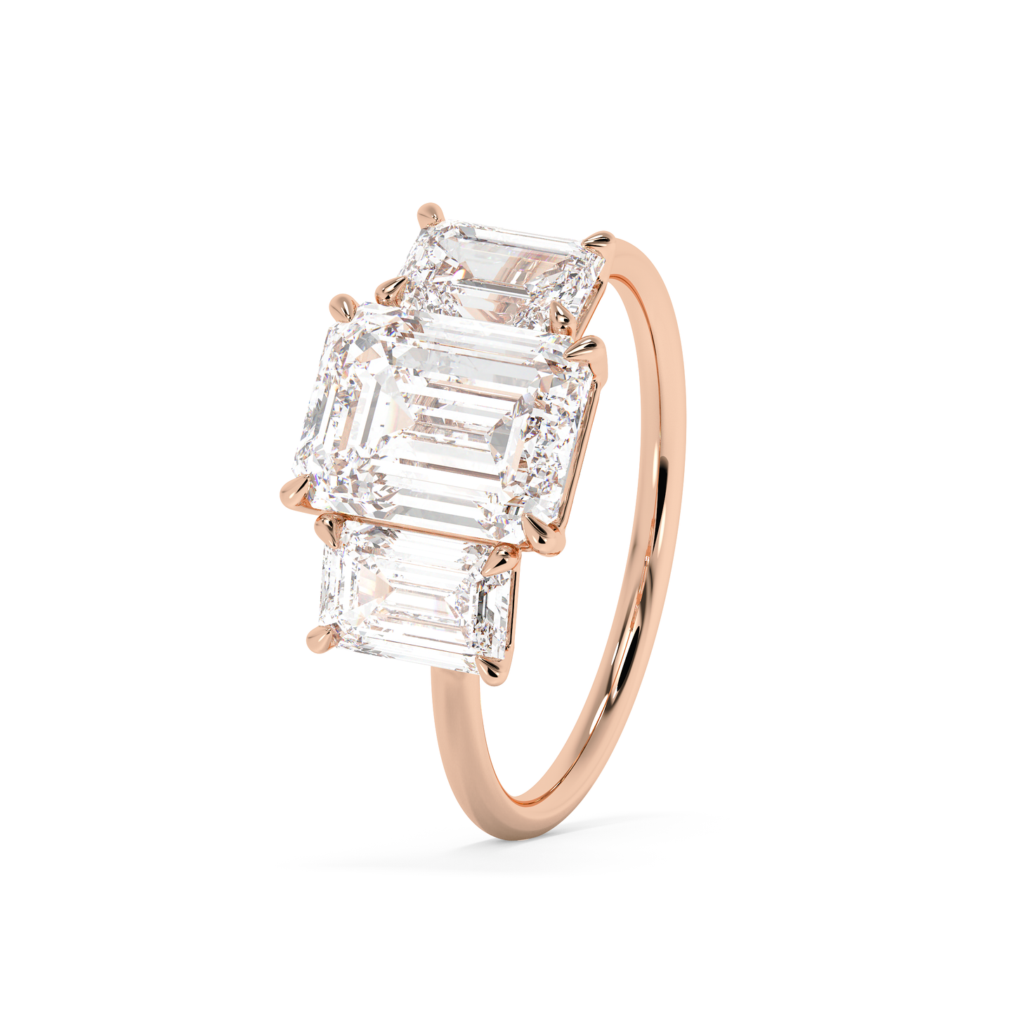Emerald Solitaire Lab Grown Diamond Engagement Ring