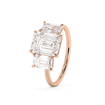 Emerald Solitaire Lab Grown Diamond Engagement Ring