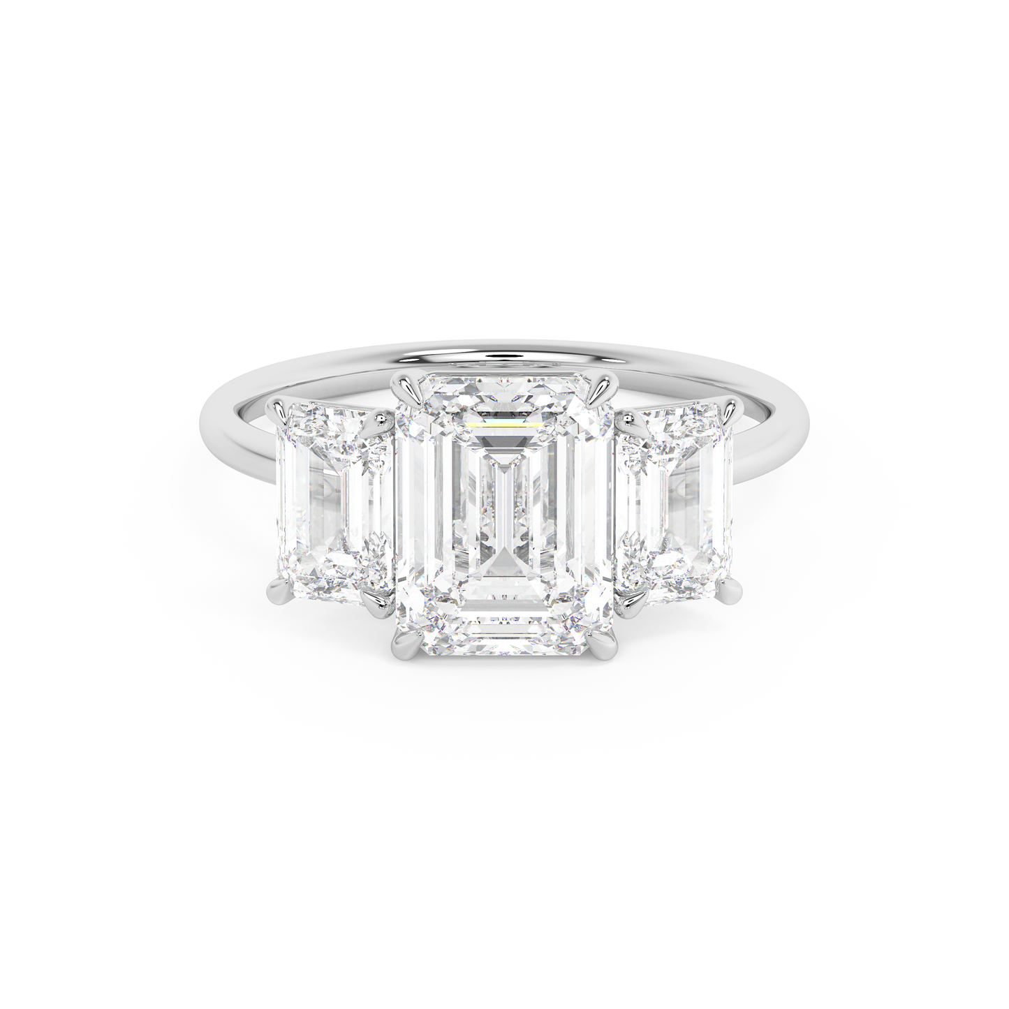 Emerald Solitaire Lab Grown Diamond Engagement Ring
