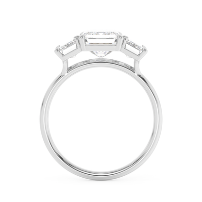 Emerald Solitaire Lab Grown Diamond Engagement Ring