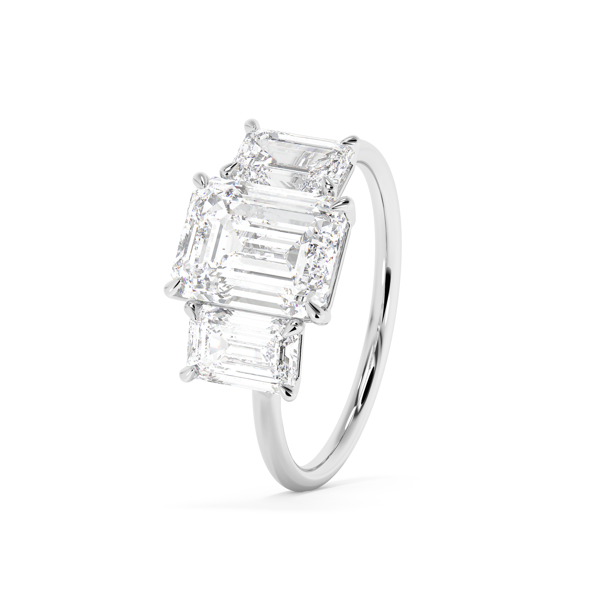 Emerald Solitaire Lab Grown Diamond Engagement Ring