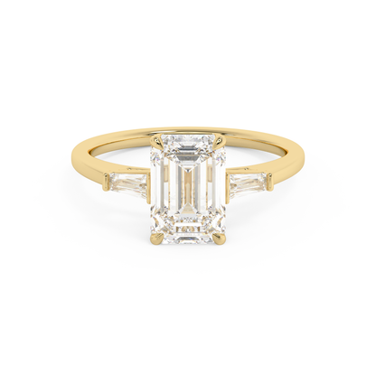 Emerald Solitaire Lab Grown Diamond Engagement Ring