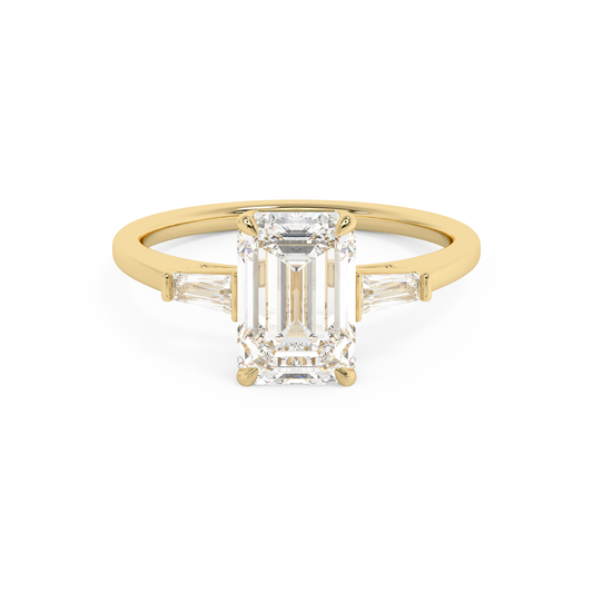 Emerald Solitaire Lab Grown Diamond Engagement Ring
