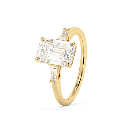 Emerald Solitaire Lab Grown Diamond Engagement Ring