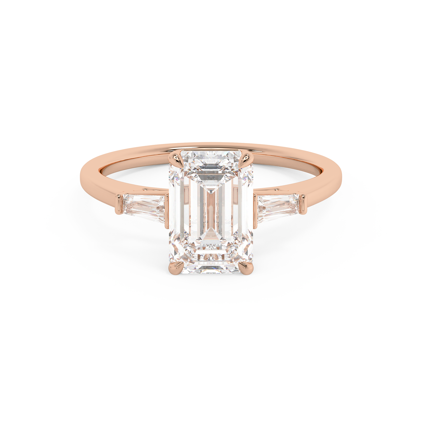 Emerald Solitaire Lab Grown Diamond Engagement Ring