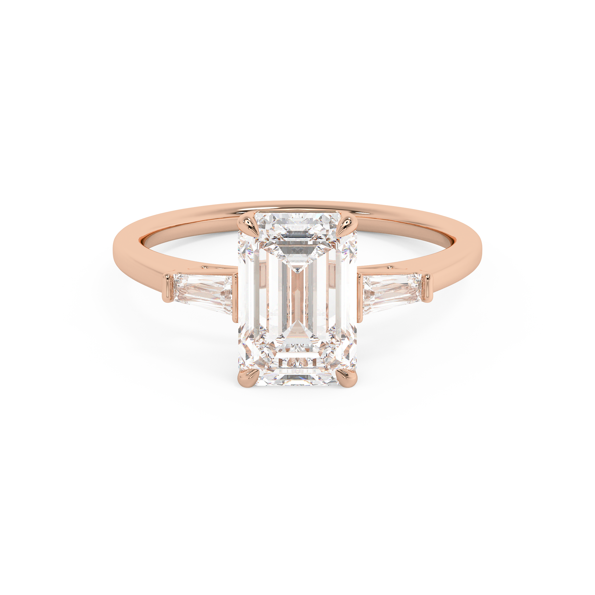 Emerald Solitaire Lab Grown Diamond Engagement Ring