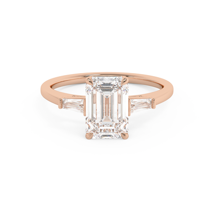 Emerald Solitaire Lab Grown Diamond Engagement Ring
