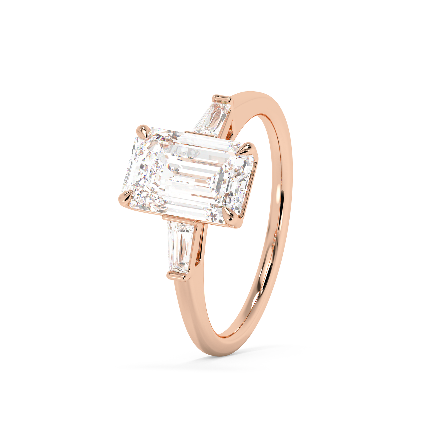 Emerald Solitaire Lab Grown Diamond Engagement Ring