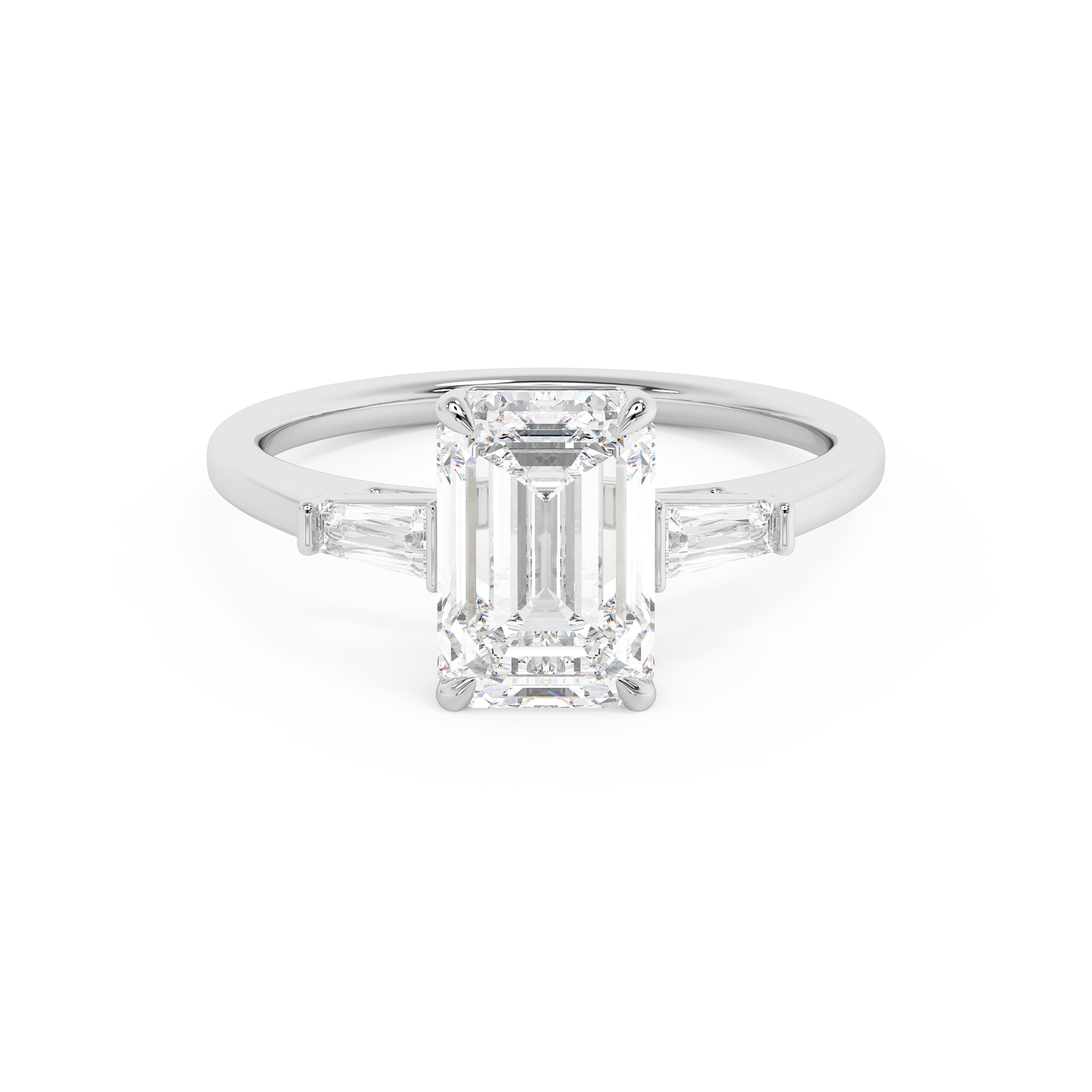 Emerald Solitaire Lab Grown Diamond Engagement Ring