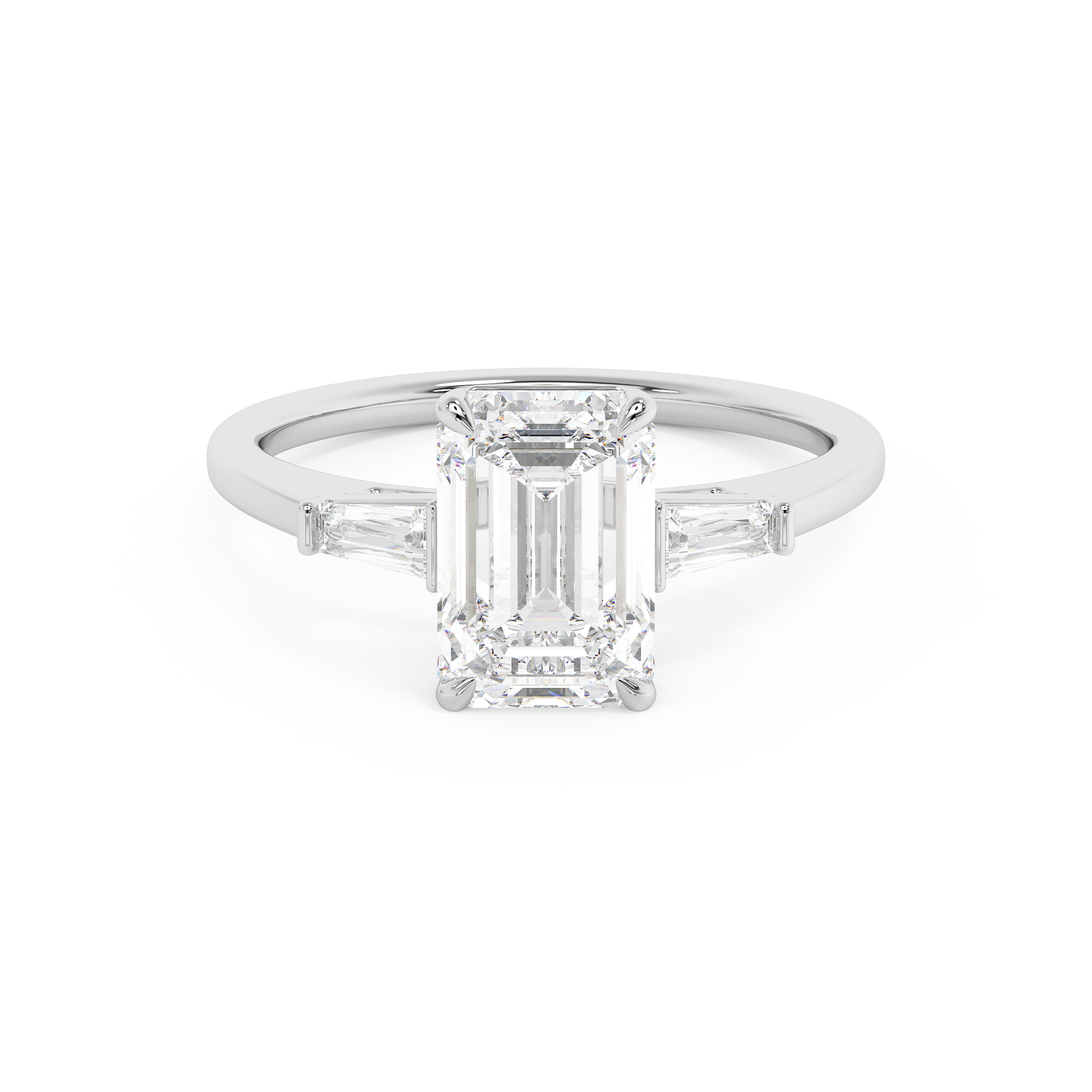 Emerald Solitaire Lab Grown Diamond Engagement Ring