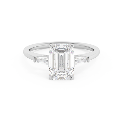 Emerald Solitaire Lab Grown Diamond Engagement Ring