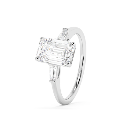 Emerald Solitaire Lab Grown Diamond Engagement Ring