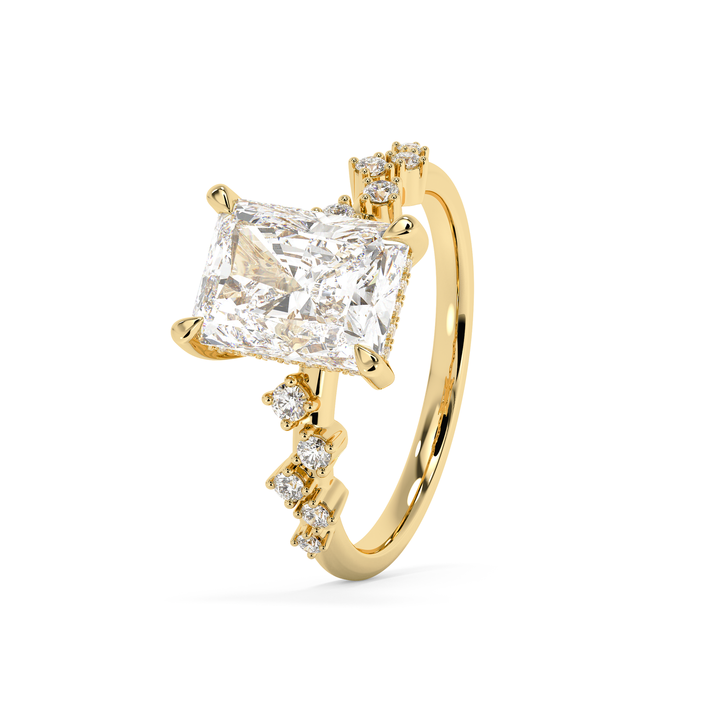 Emerald Solitaire Lab Grown Diamond Engagement Ring