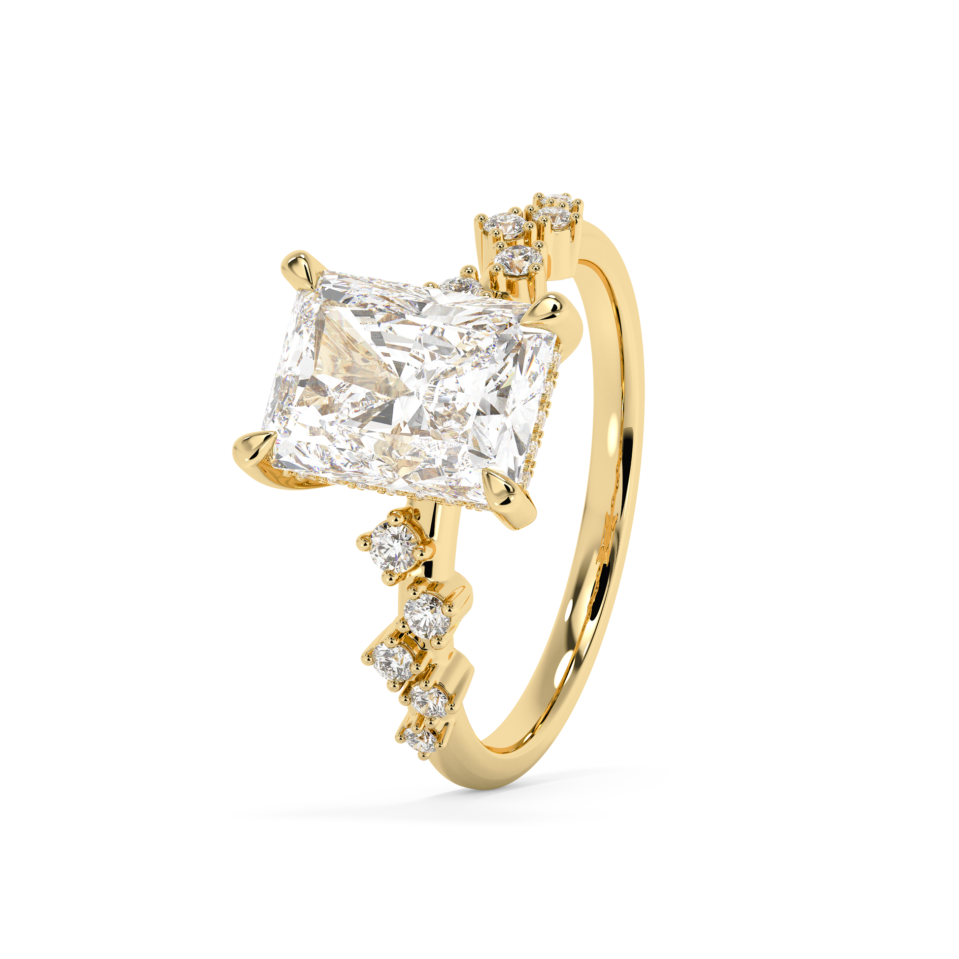 Emerald Solitaire Lab Grown Diamond Engagement Ring
