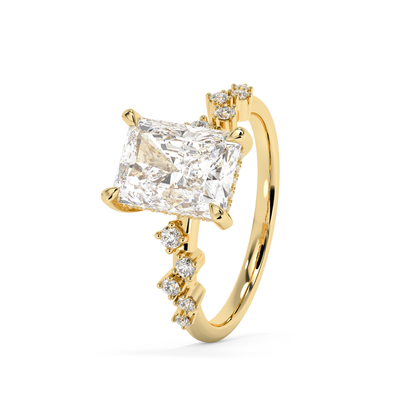 Emerald Solitaire Lab Grown Diamond Engagement Ring