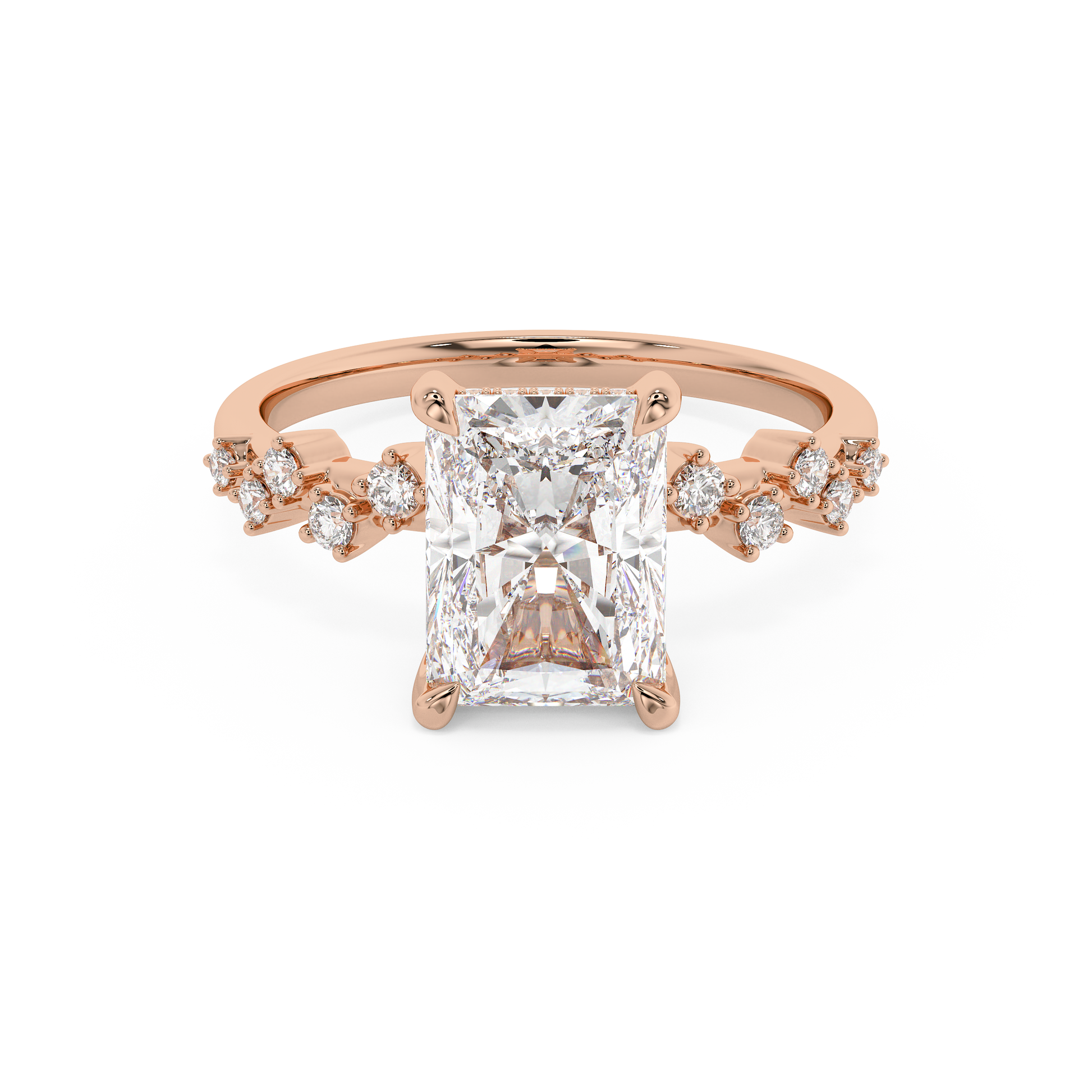 Emerald Solitaire Lab Grown Diamond Engagement Ring